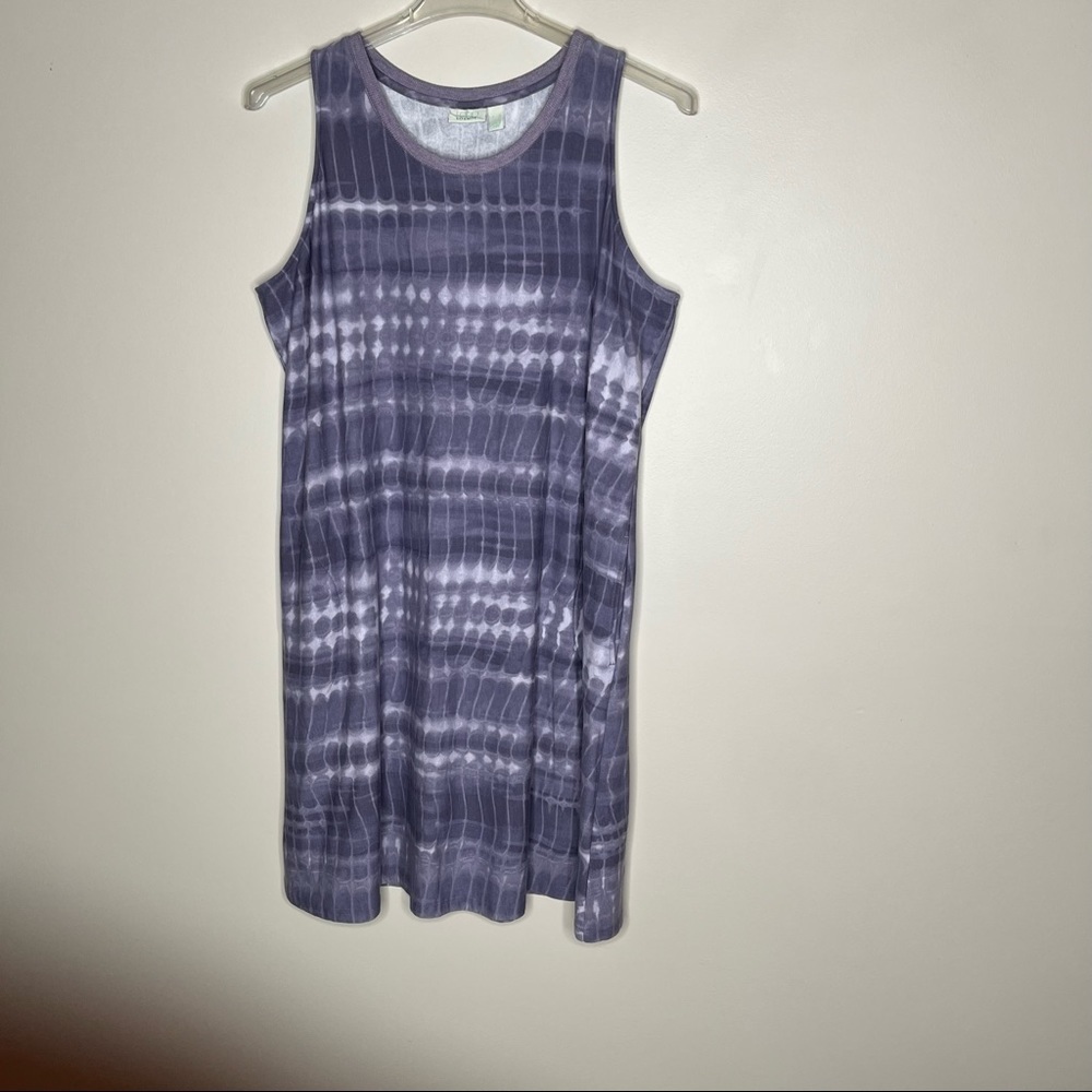 LOGO Sleeveless Shift Tie Dyed Look Lounge Wear Dress with Side Pockets SZ XL